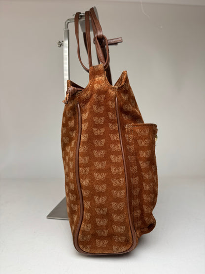 Vintage Bottega Veneta monogram Suede Leather Bag Brown