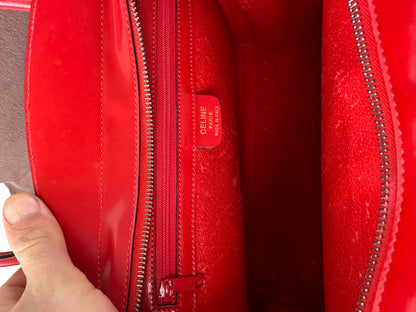 Vintage Celine Paris Patent Leather Handbag Red