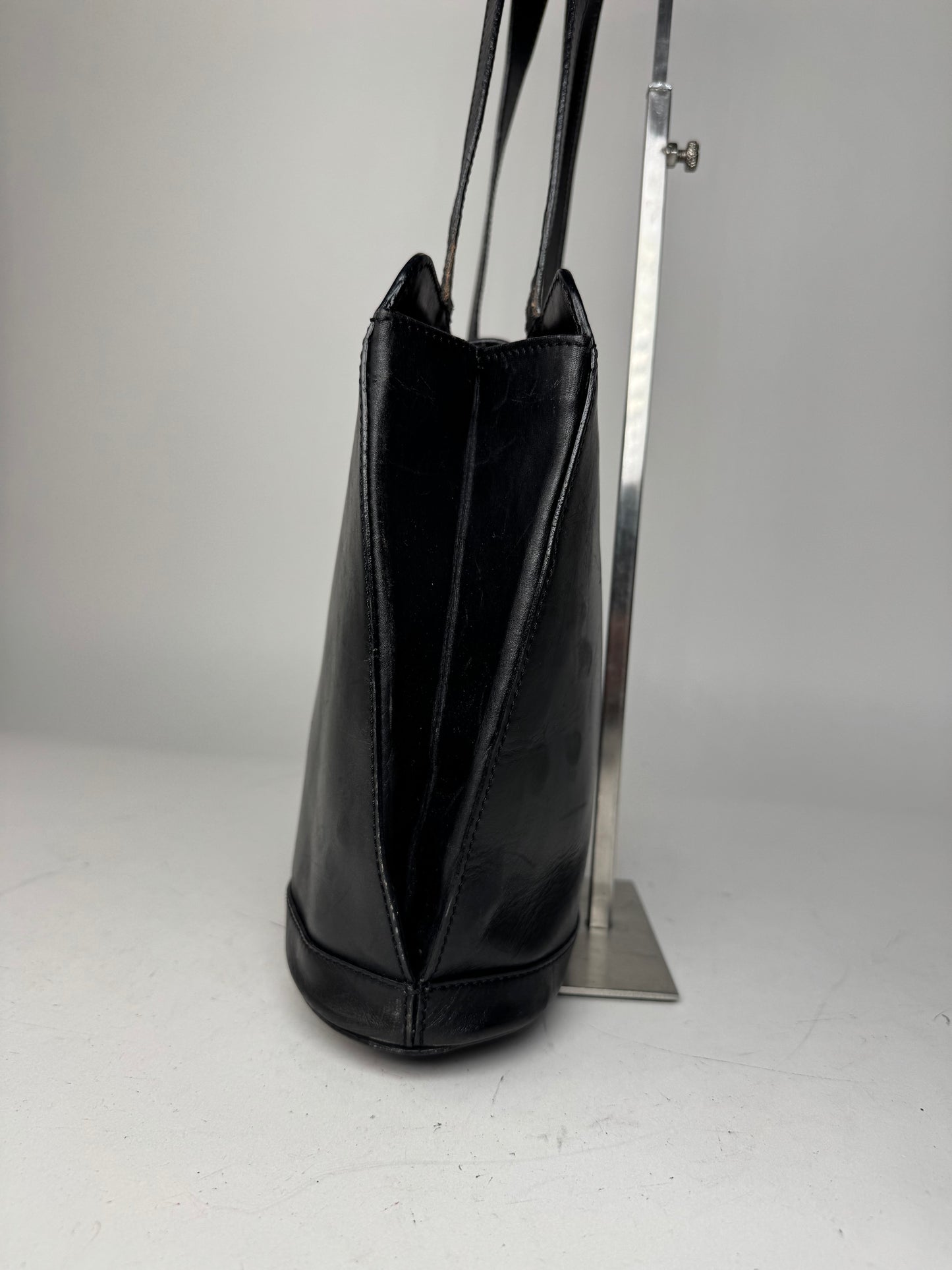 Vintage Celine Paris Leather Handbag Black