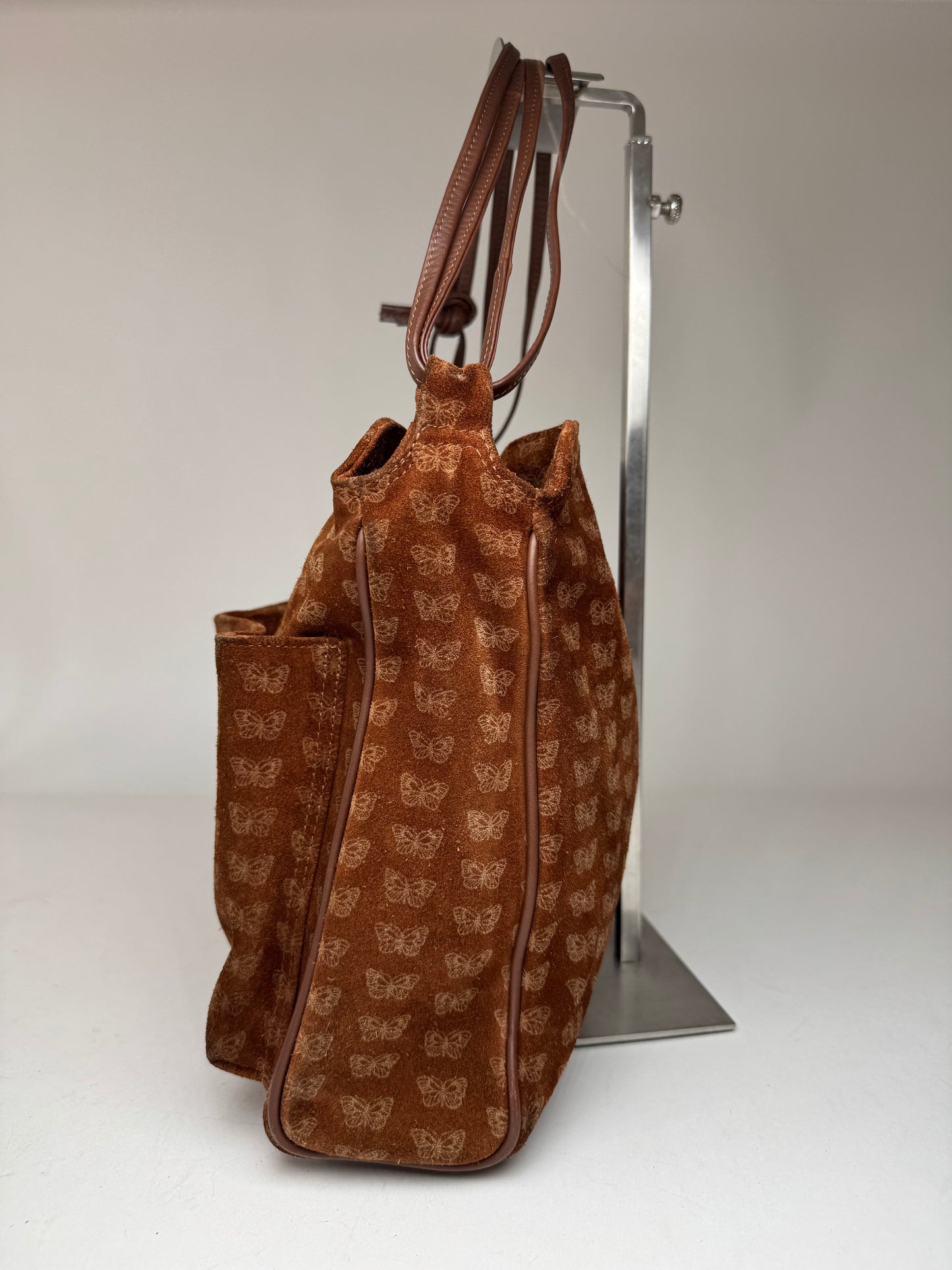 Vintage Bottega Veneta monogram Suede Leather Bag Brown