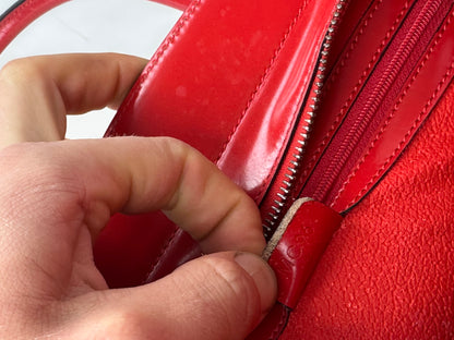 Vintage Celine Paris Patent Leather Handbag Red