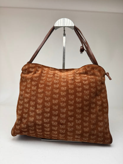 Vintage Bottega Veneta monogram Suede Leather Bag Brown