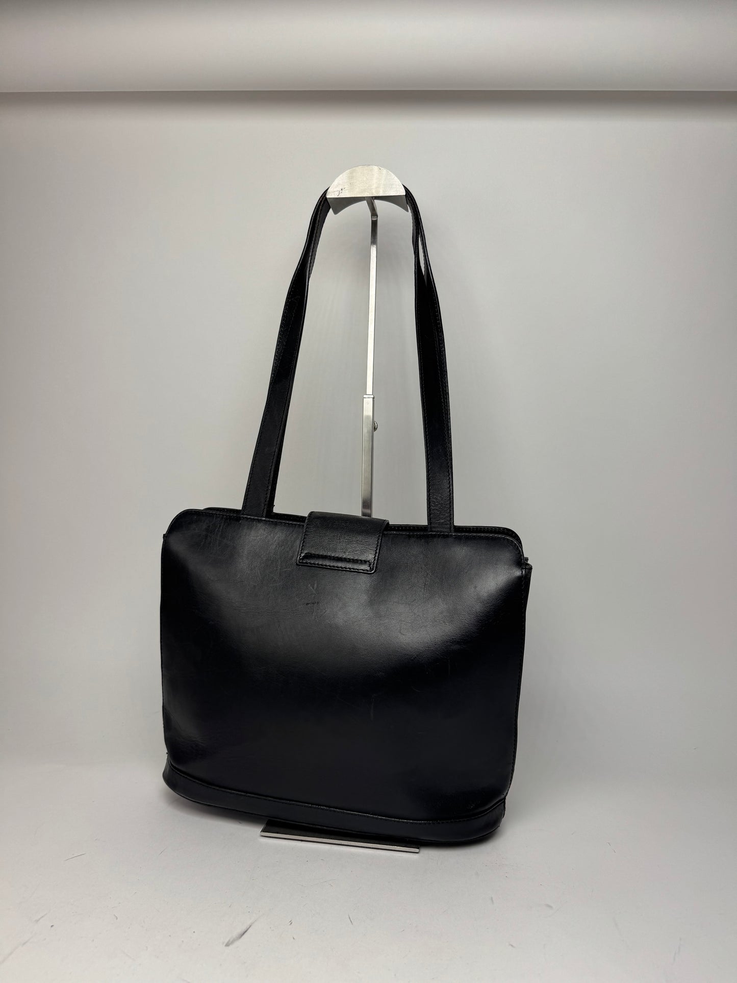 Vintage Celine Paris Leather Handbag Black