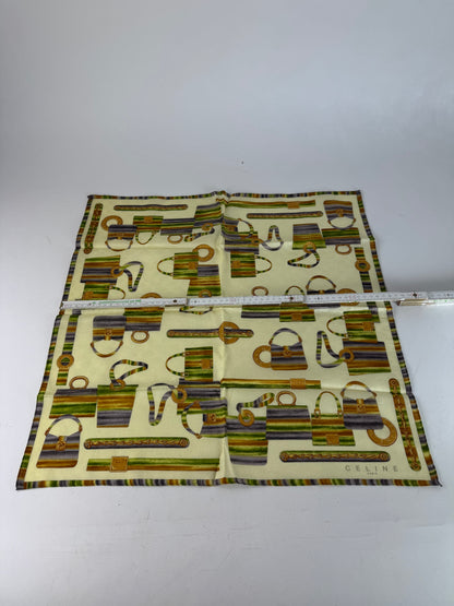 Vintage Celine Abstract Monogram Scarf Yellow Green