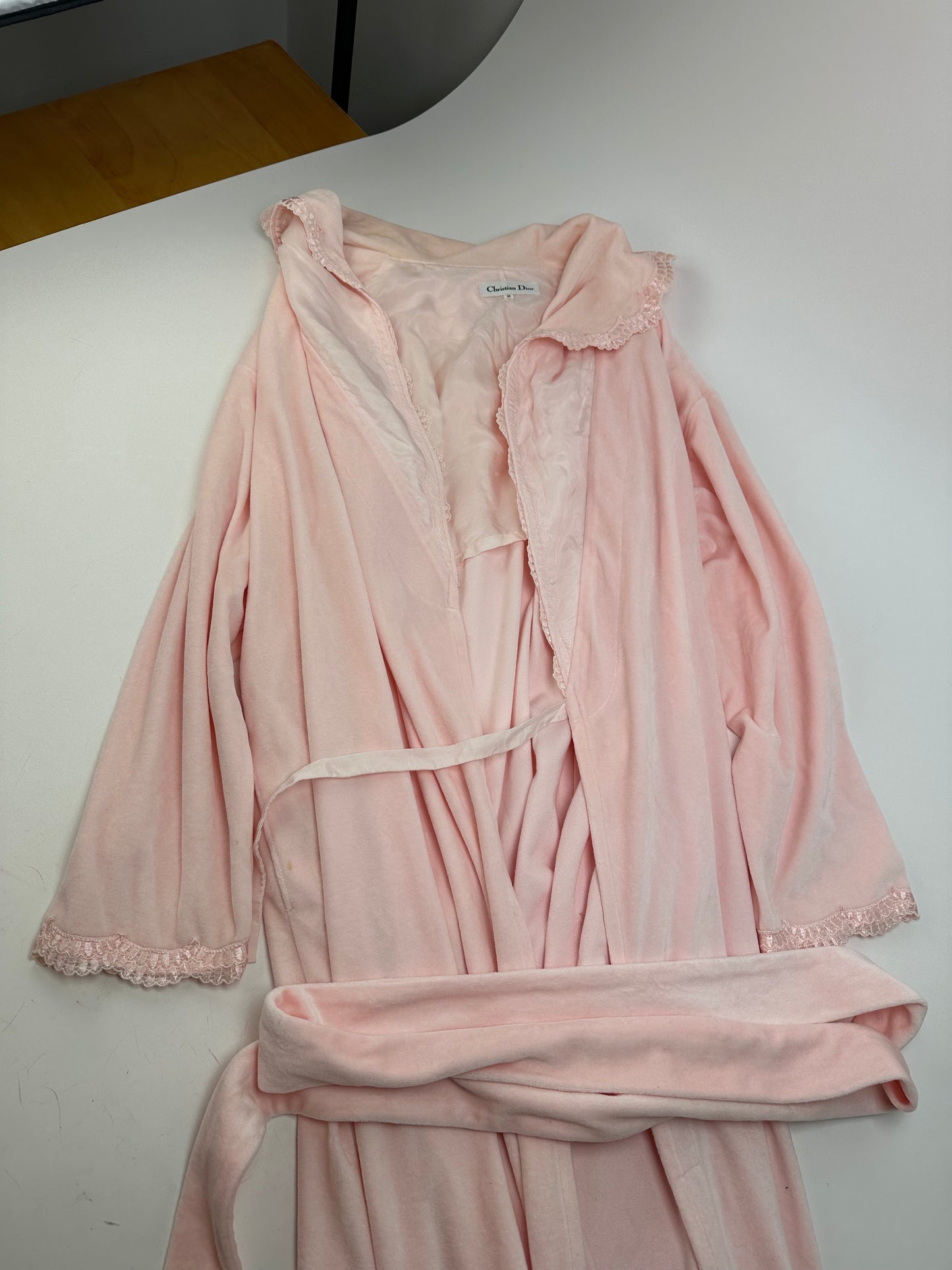 Vintage Christian Dior Velour Bathrobe Pink M