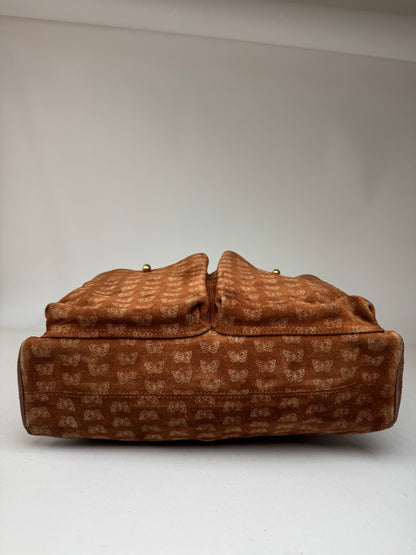 Vintage Bottega Veneta monogram Suede Leather Bag Brown