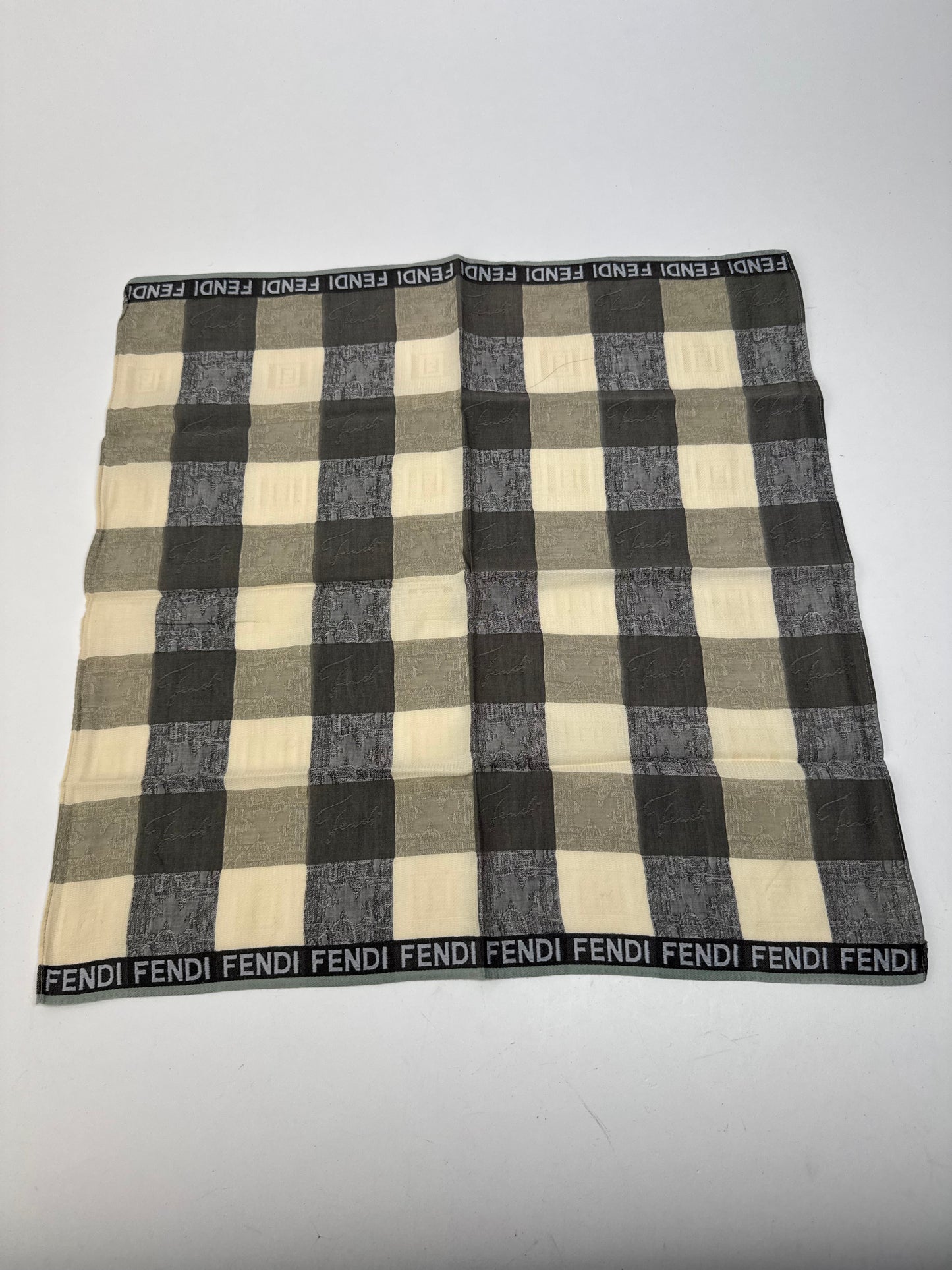Vintage Fendi Checked Scarf brown beige