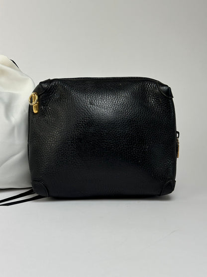 Vintage Gucci Pebbled Leather Flap Crossbody Bag Late 1990s Black