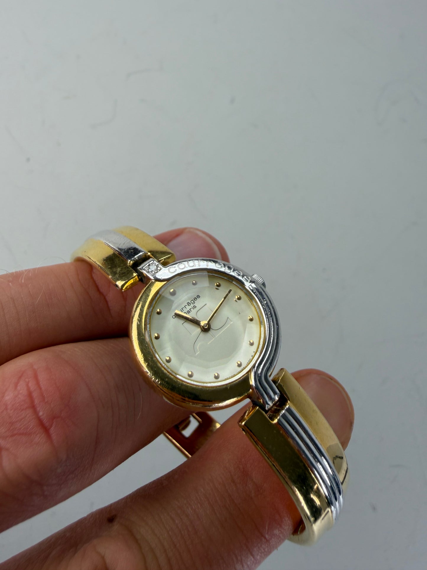 Vintage Courreges Bracelet Watch Gold Silver