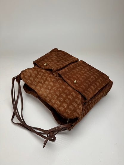 Vintage Bottega Veneta monogram Suede Leather Bag Brown