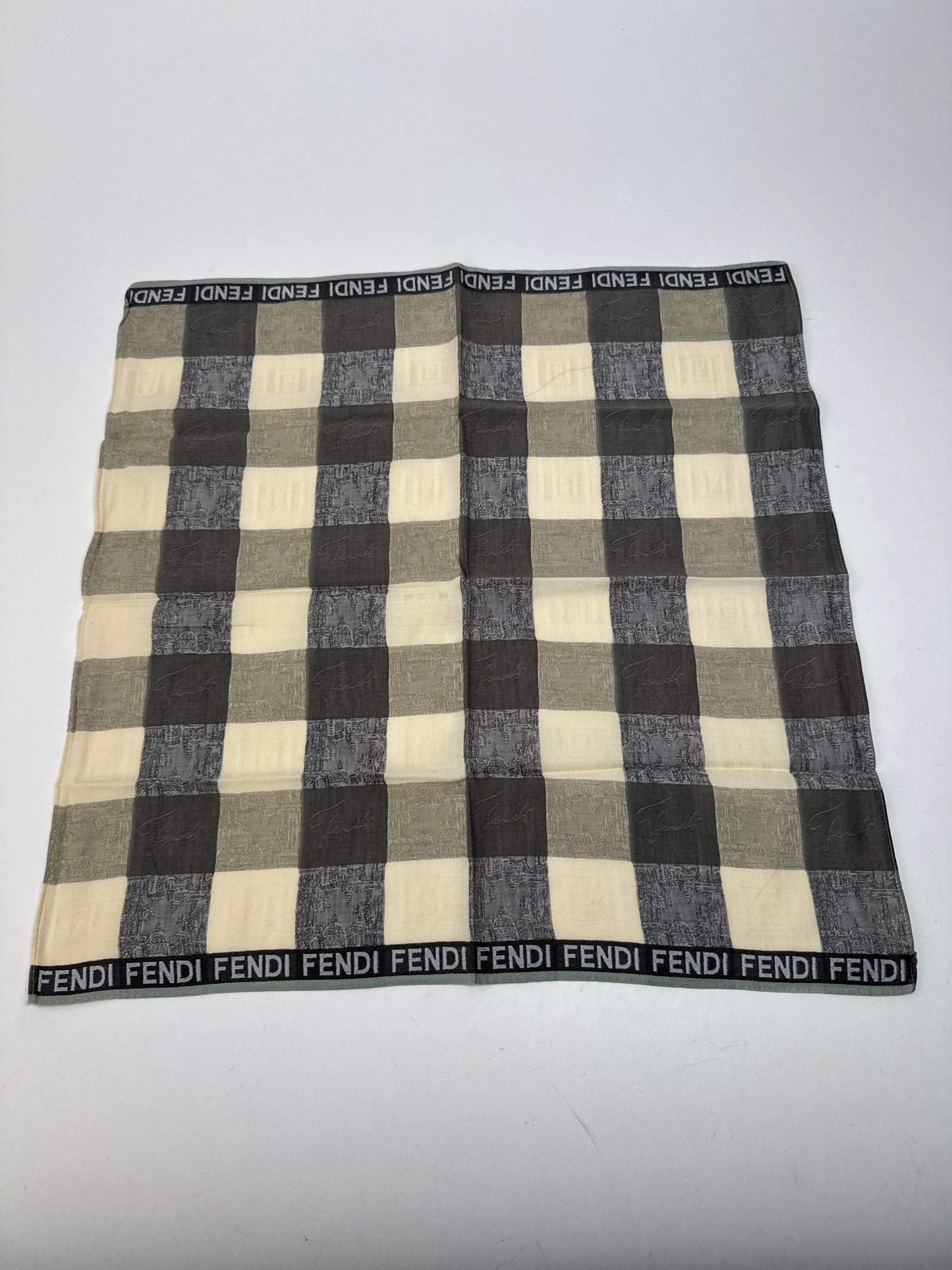Vintage Fendi Checked Scarf brown beige