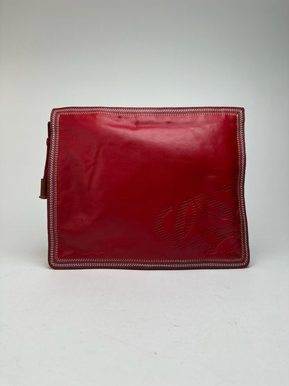 Pochette en cuir rouge vintage Loewe