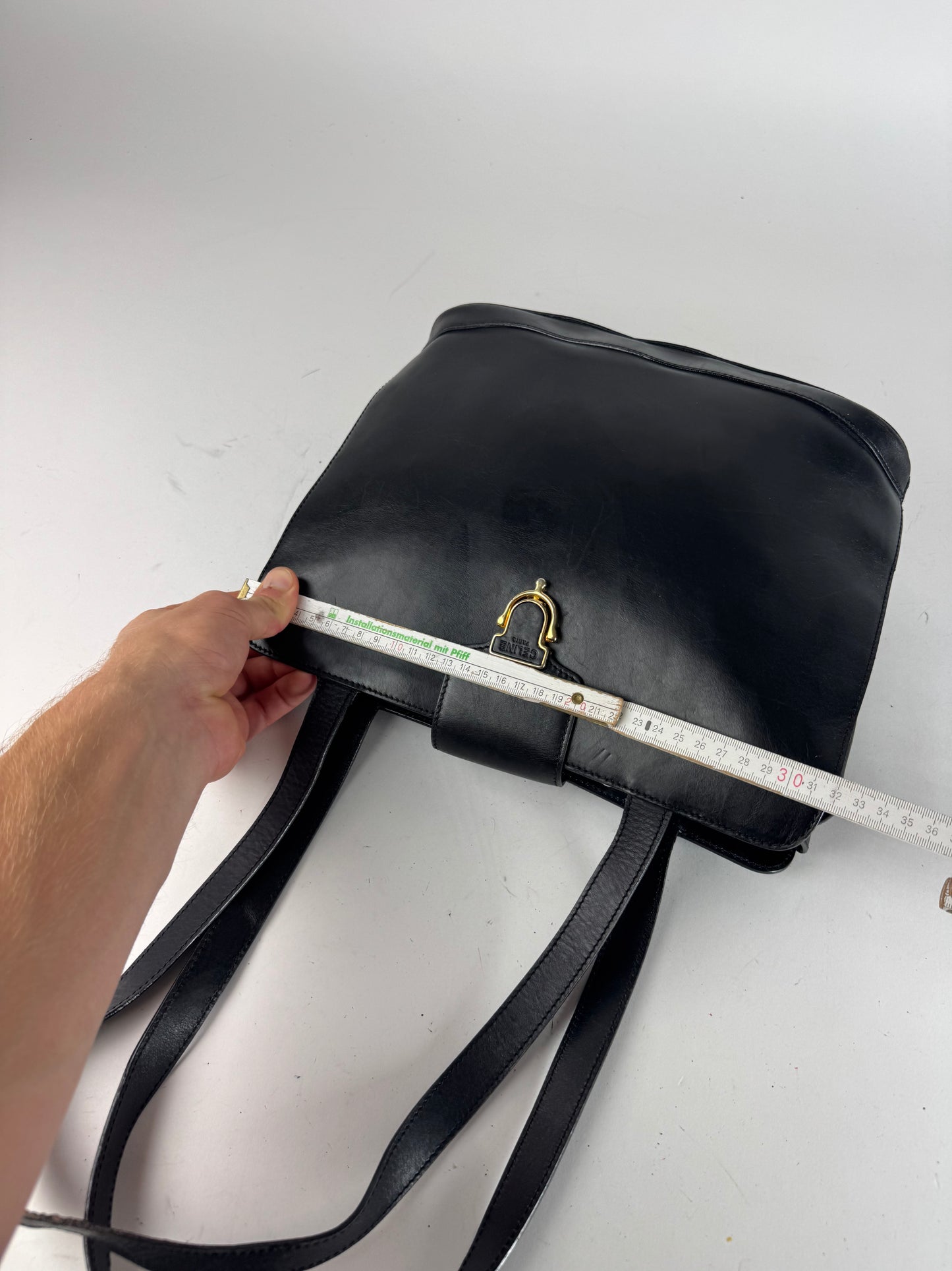 Vintage Celine Paris Leather Handbag Black