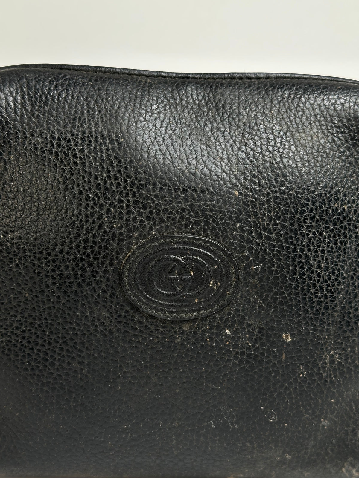 Vintage Gucci Pebbled Leather Flap Crossbody Bag Late 1990s Black