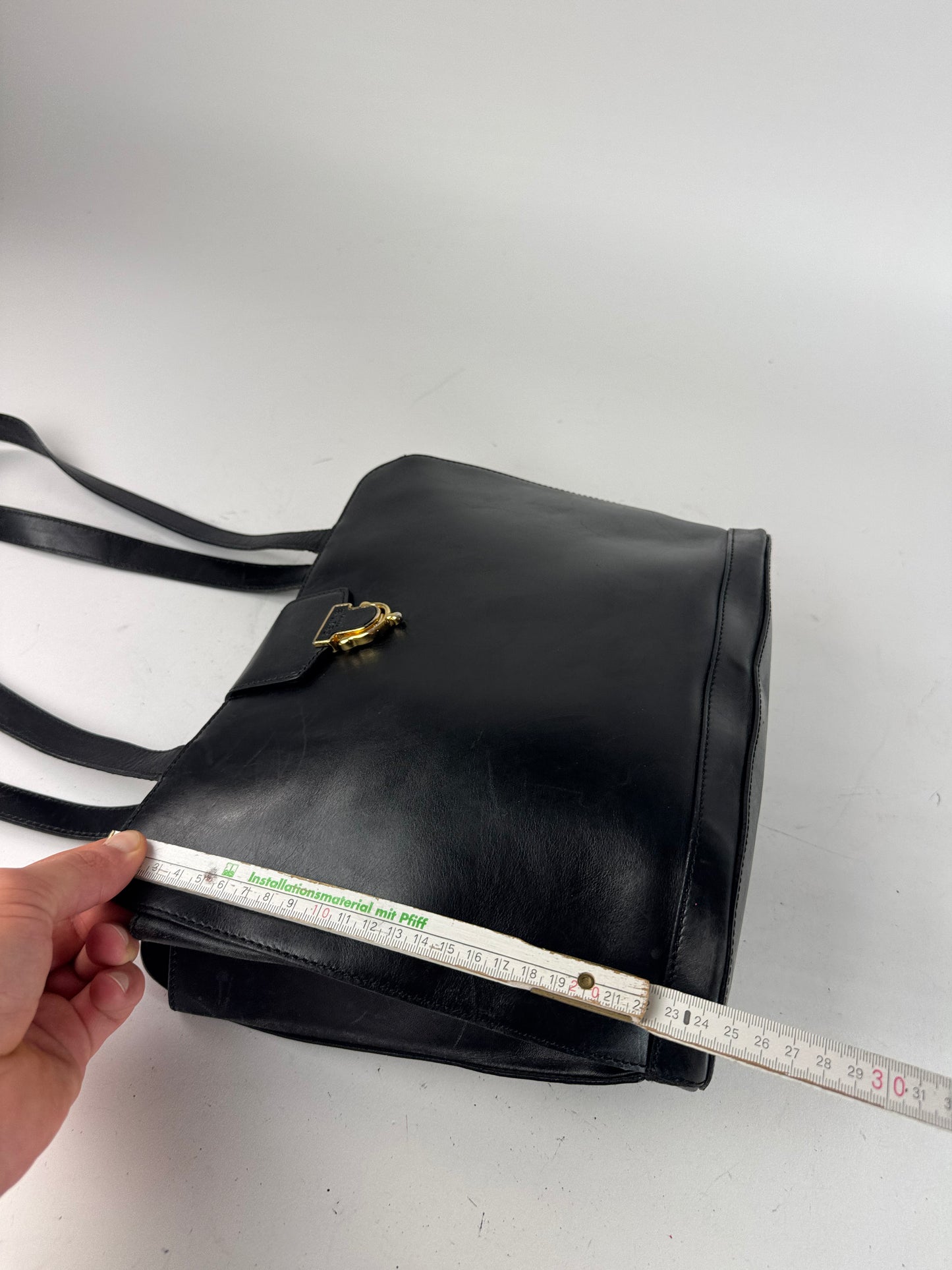 Vintage Celine Paris Leather Handbag Black