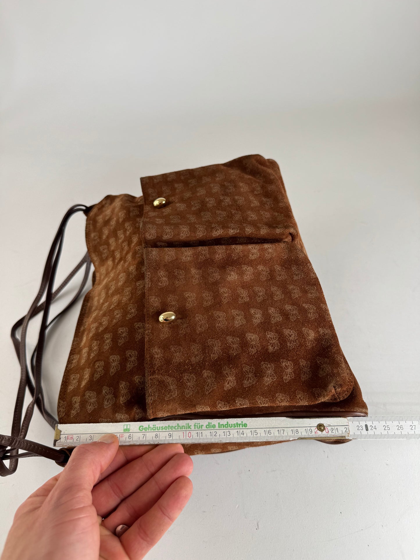 Vintage Bottega Veneta monogram Suede Leather Bag Brown