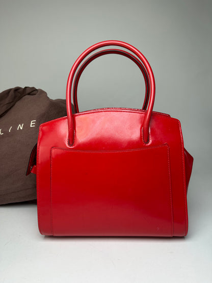 Vintage Celine Paris Patent Leather Handbag Red
