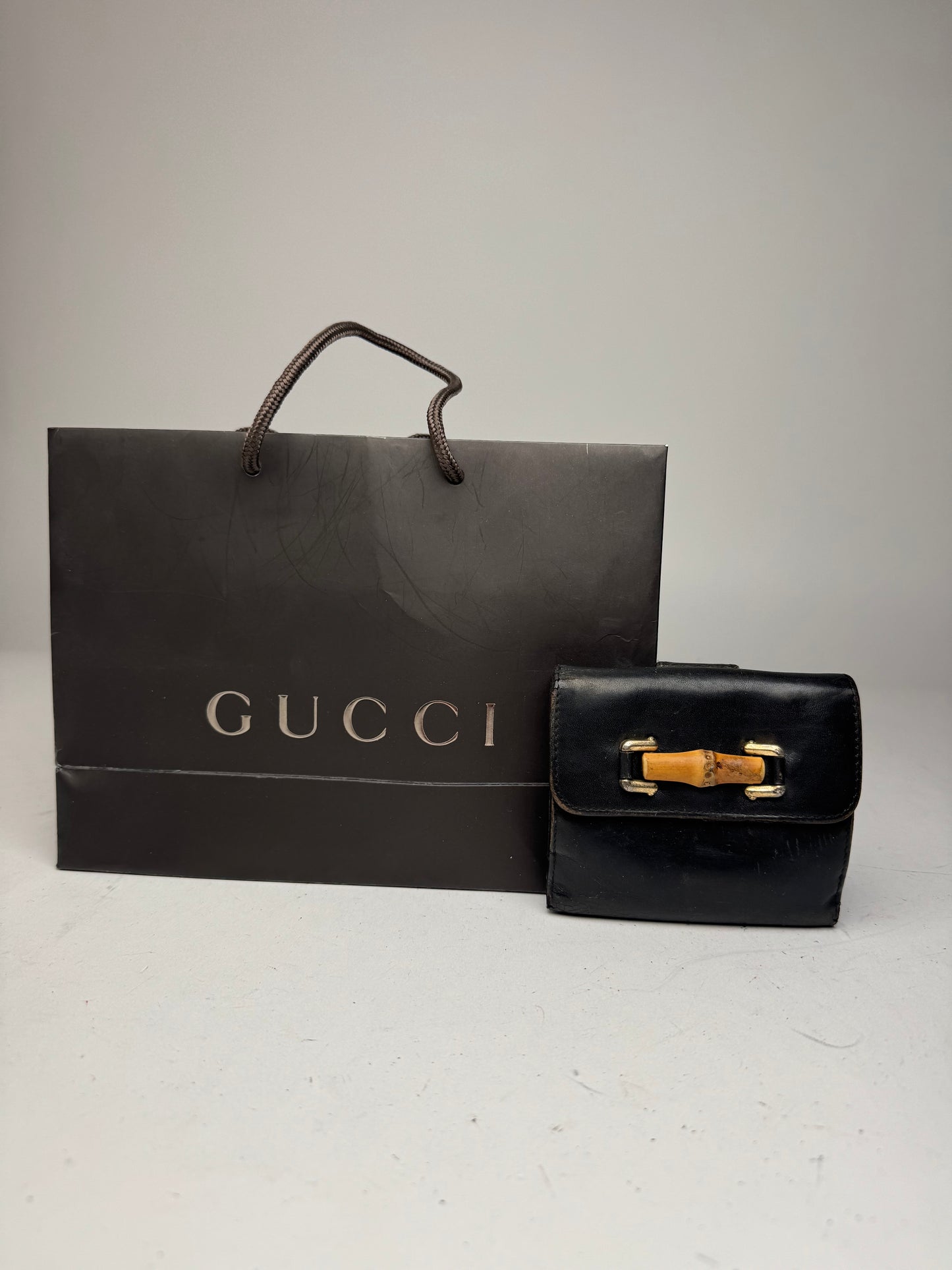 Vintage Gucci Bamboo Leather Wallet black