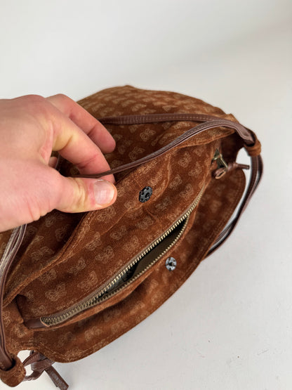 Vintage Bottega Veneta monogram Suede Leather Bag Brown