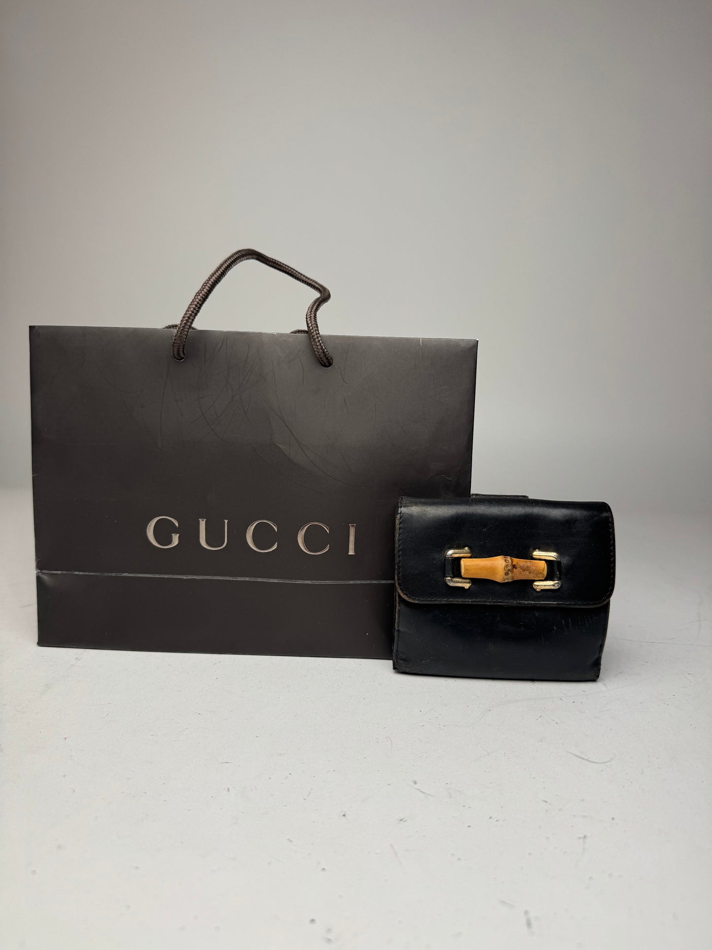 Vintage Gucci Bamboo Leather Wallet black