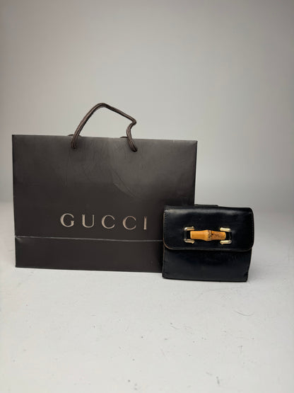 Vintage Gucci Bamboo Leather Wallet black