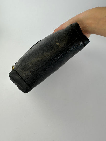 Vintage Gucci Pebbled Leather Flap Crossbody Bag Late 1990s Black