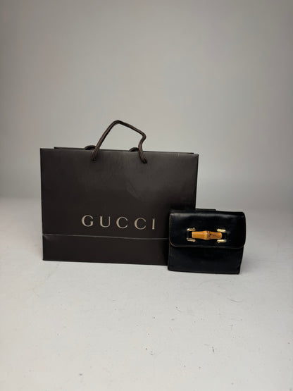 Vintage Gucci Bamboo Leather Wallet black