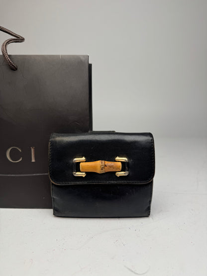 Vintage Gucci Bamboo Leather Wallet black