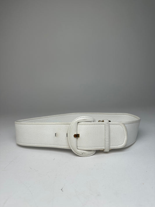 Vintage Dior Leather Belt White