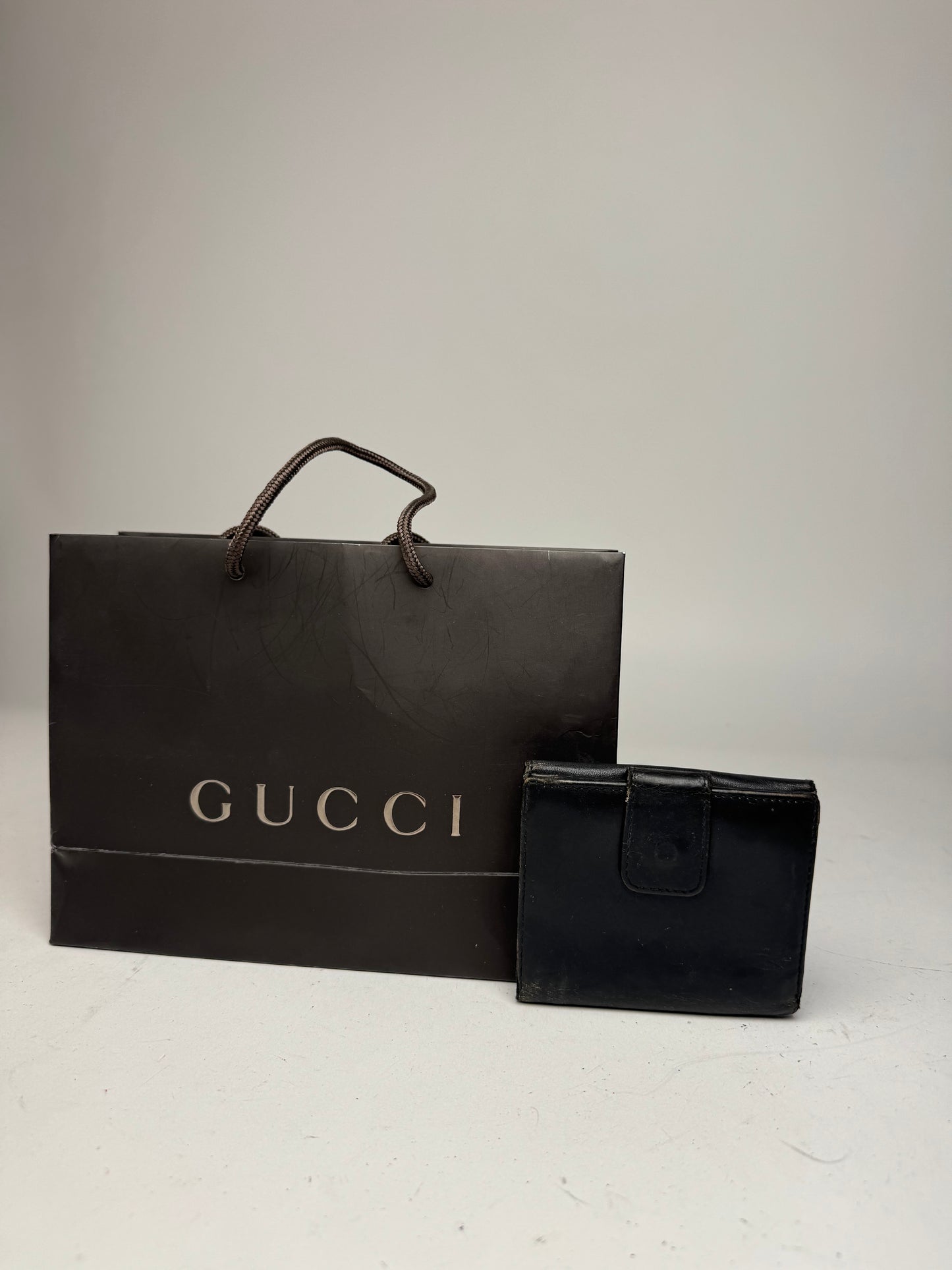 Vintage Gucci Bamboo Leather Wallet black