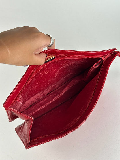 Pochette en cuir rouge vintage Loewe
