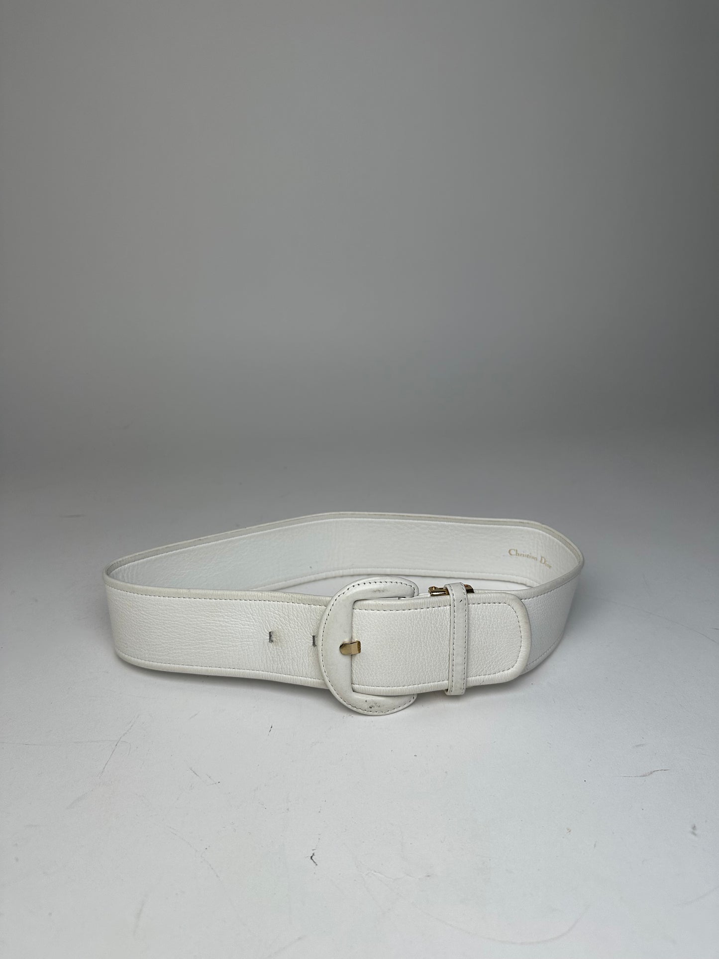 Vintage Dior Leather Belt White