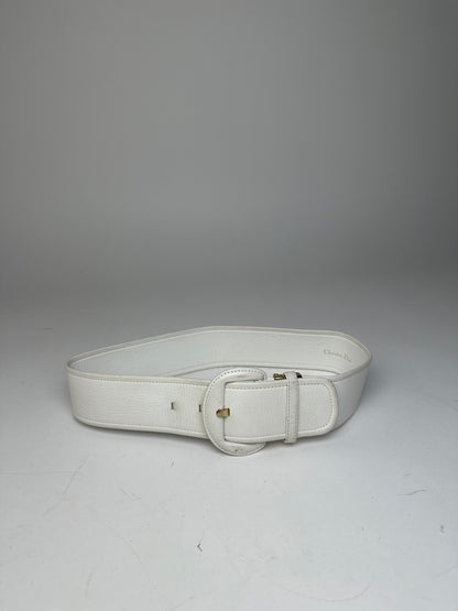 Vintage Dior Leather Belt White
