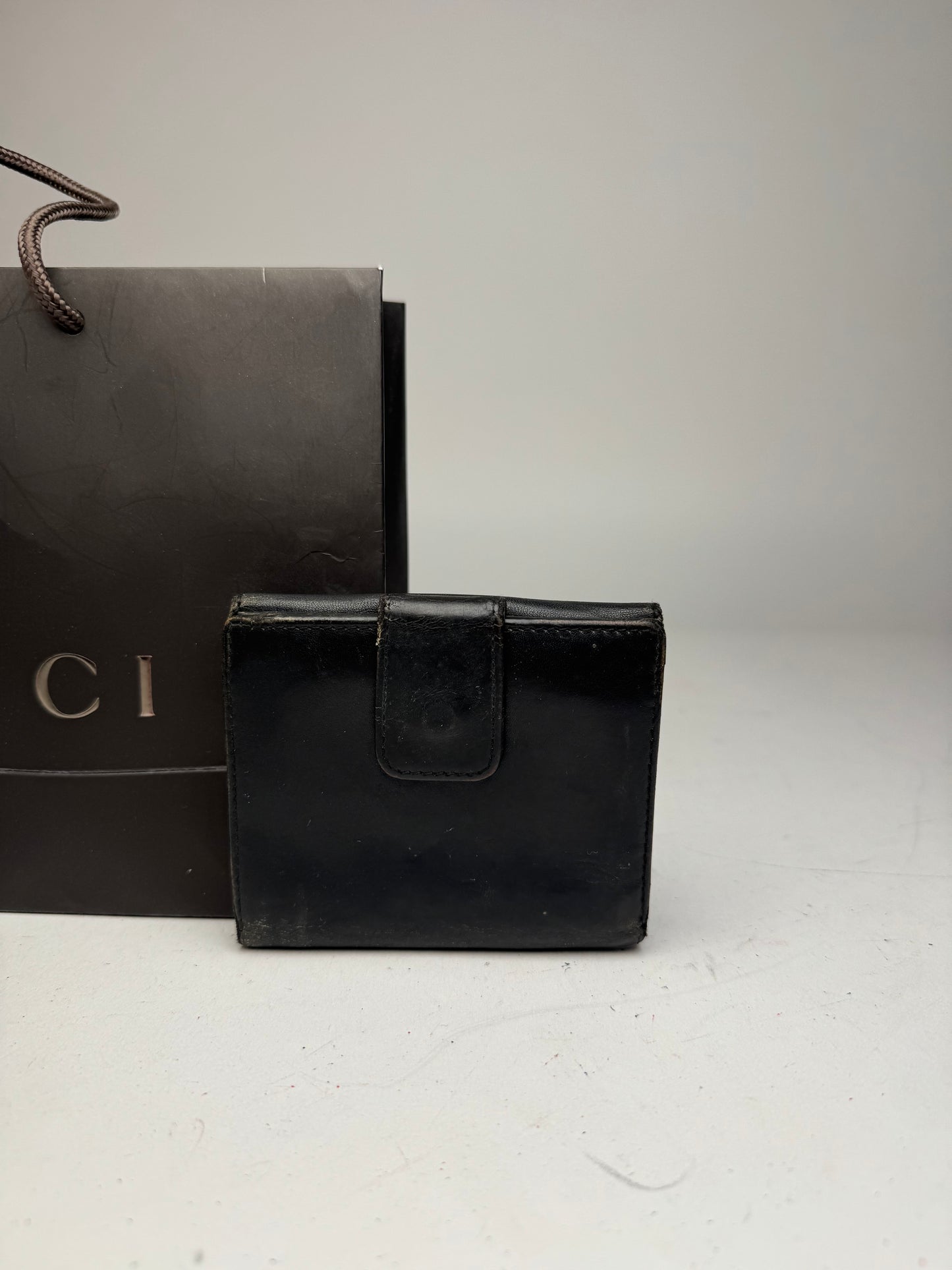 Vintage Gucci Bamboo Leather Wallet black