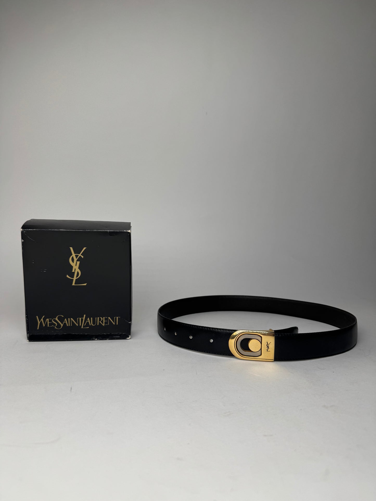 Vintage Yves Saint Laurent Leather Belt Black