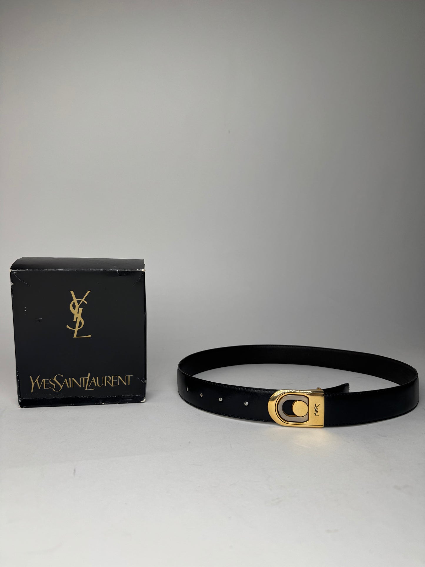 Vintage Yves Saint Laurent Leather Belt Black