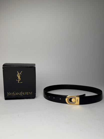 Vintage Yves Saint Laurent Leather Belt Black