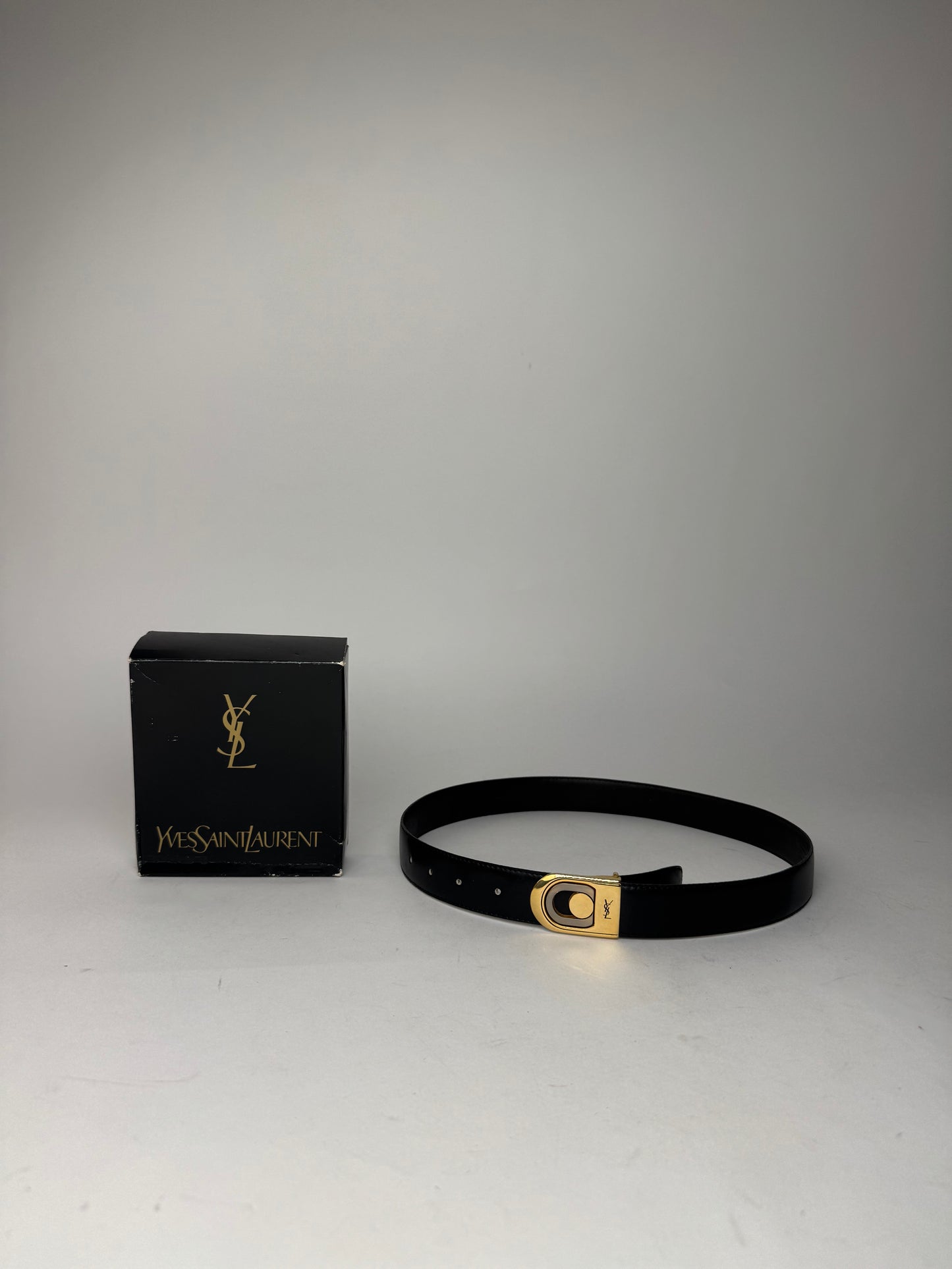 Vintage Yves Saint Laurent Leather Belt Black