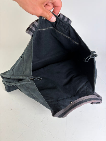Vintage Hermes Canvas Tote Bag Black Dark Grey