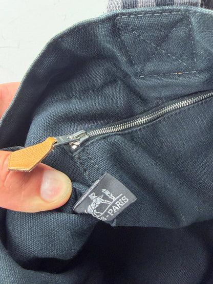 Vintage Hermes Canvas Tote Bag Black Dark Grey
