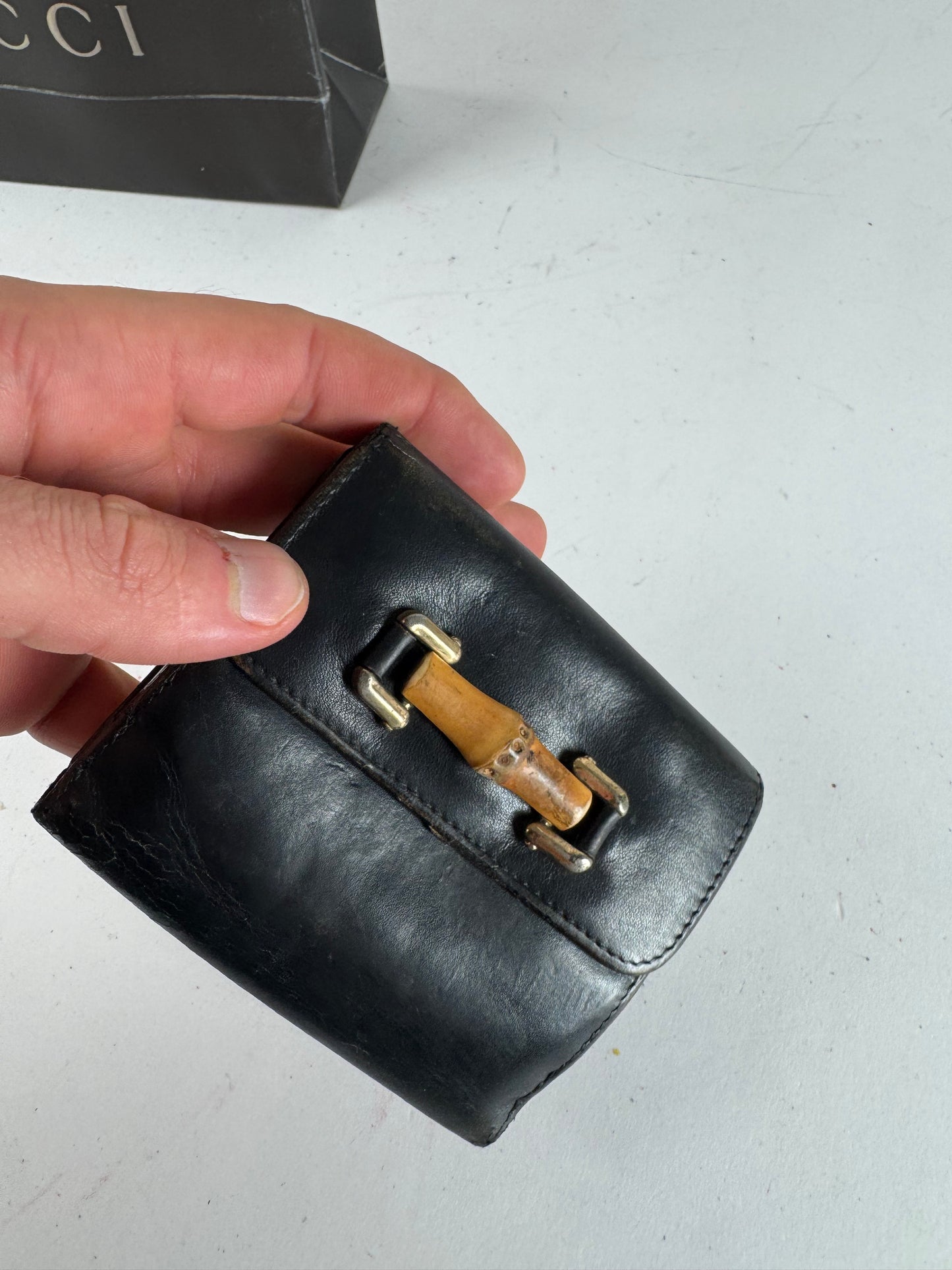 Vintage Gucci Bamboo Leather Wallet black