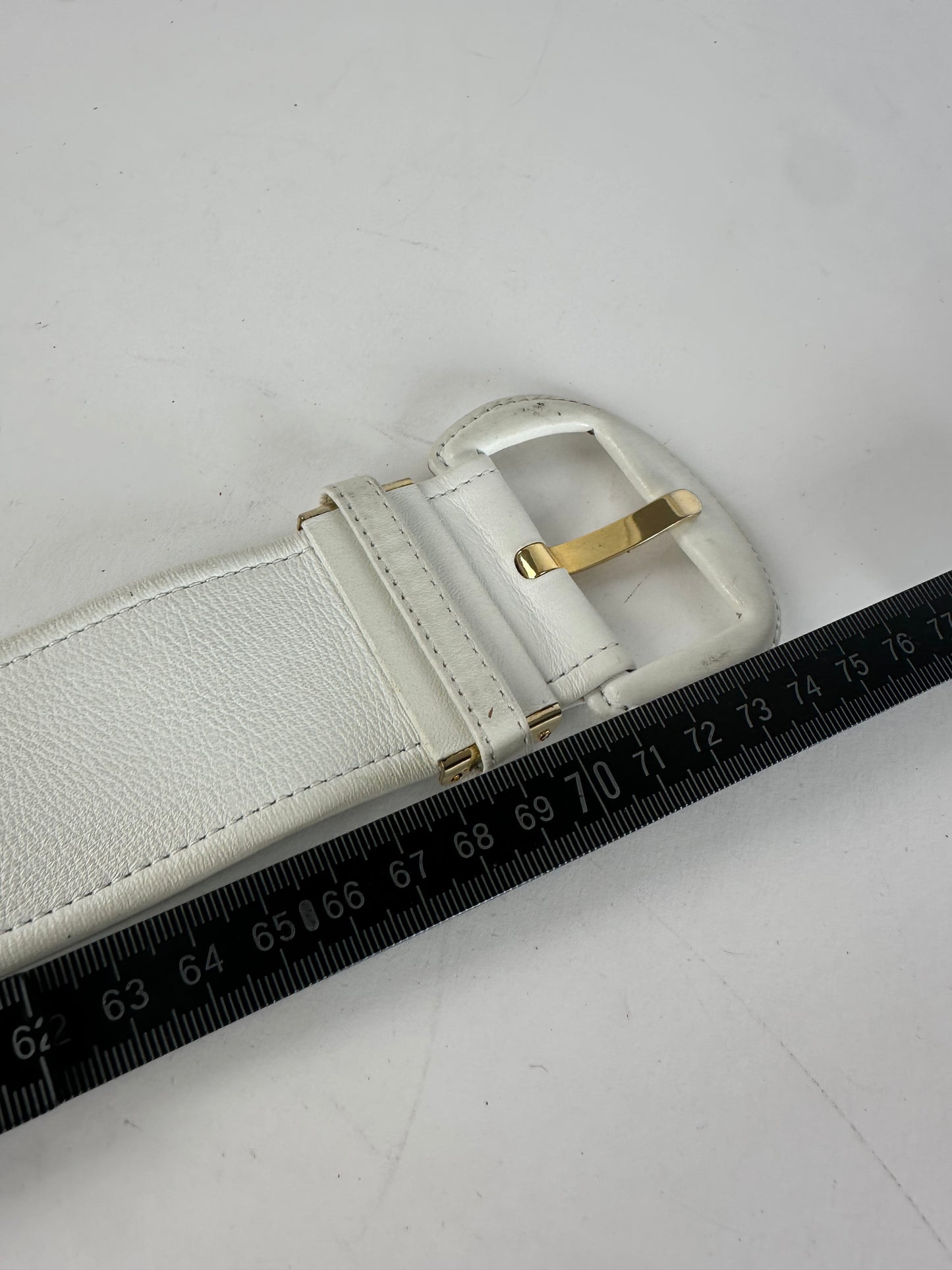 Vintage Dior Leather Belt White