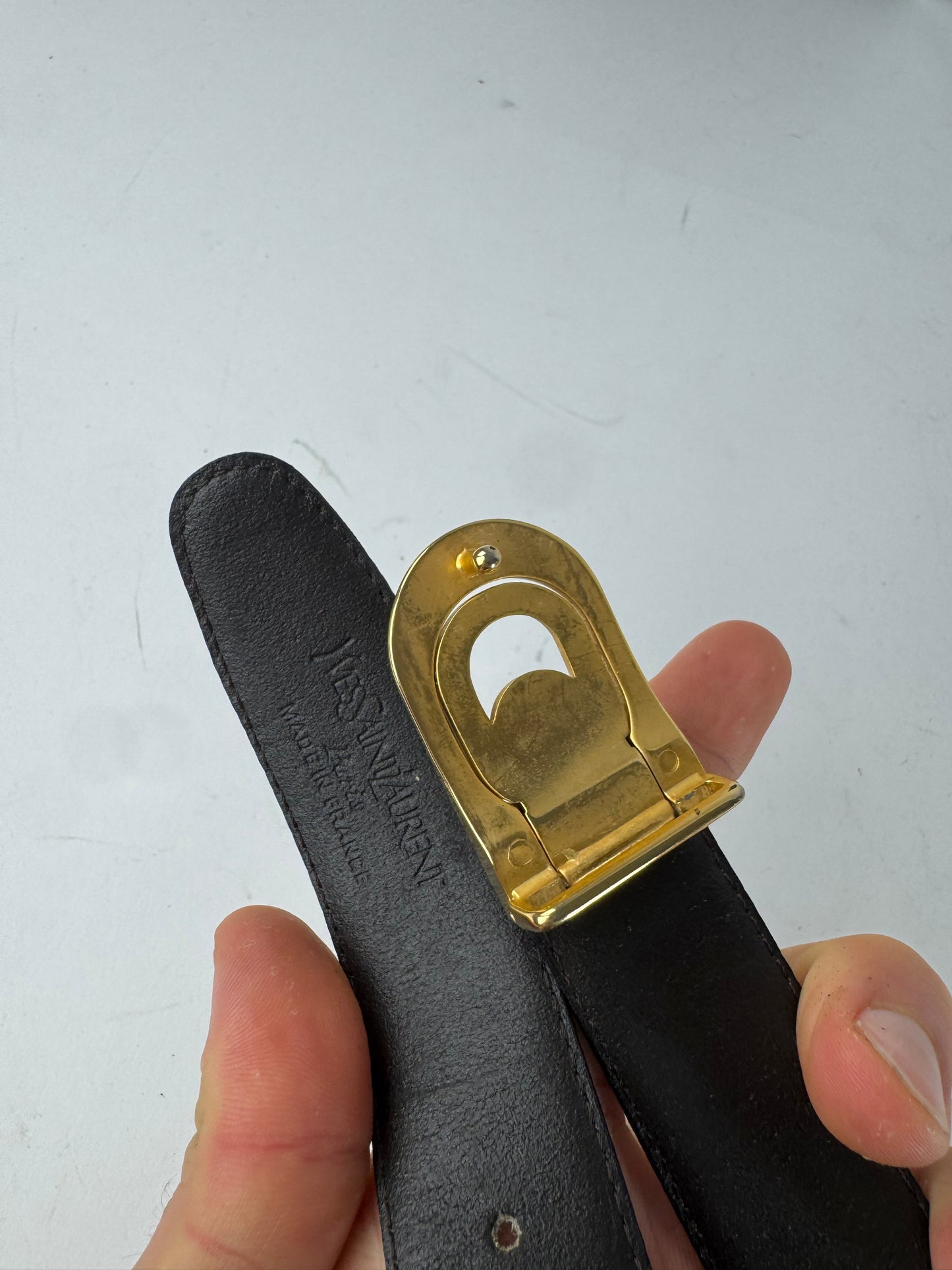 Vintage Yves Saint Laurent Leather Belt Black