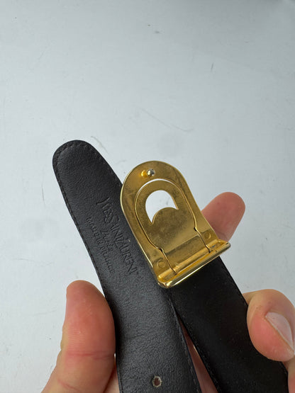 Vintage Yves Saint Laurent Leather Belt Black