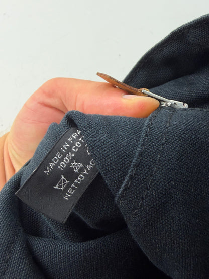 Vintage Hermes Canvas Tote Bag Black Dark Grey