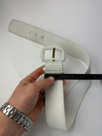 Vintage Dior Leather Belt White