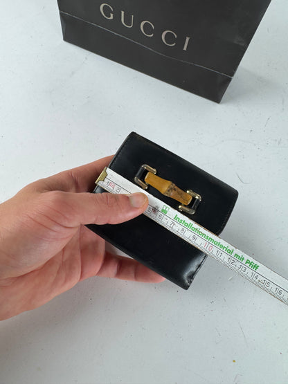 Vintage Gucci Bamboo Leather Wallet black