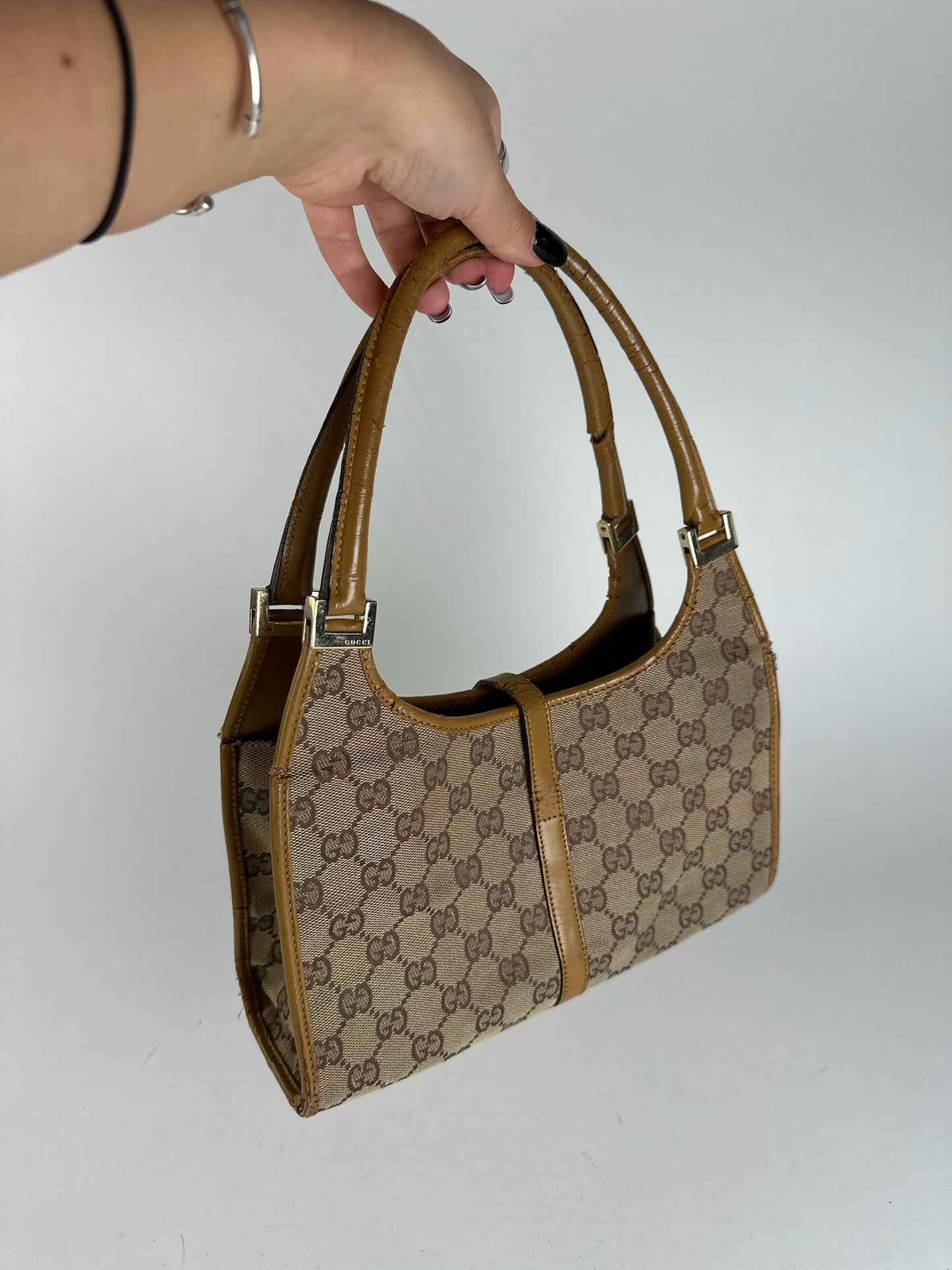 Sac Gucci Jackie Monogram vintage beige marron