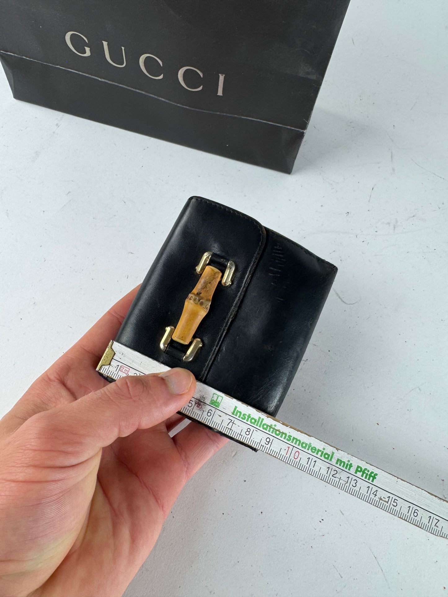 Vintage Gucci Bamboo Leather Wallet black