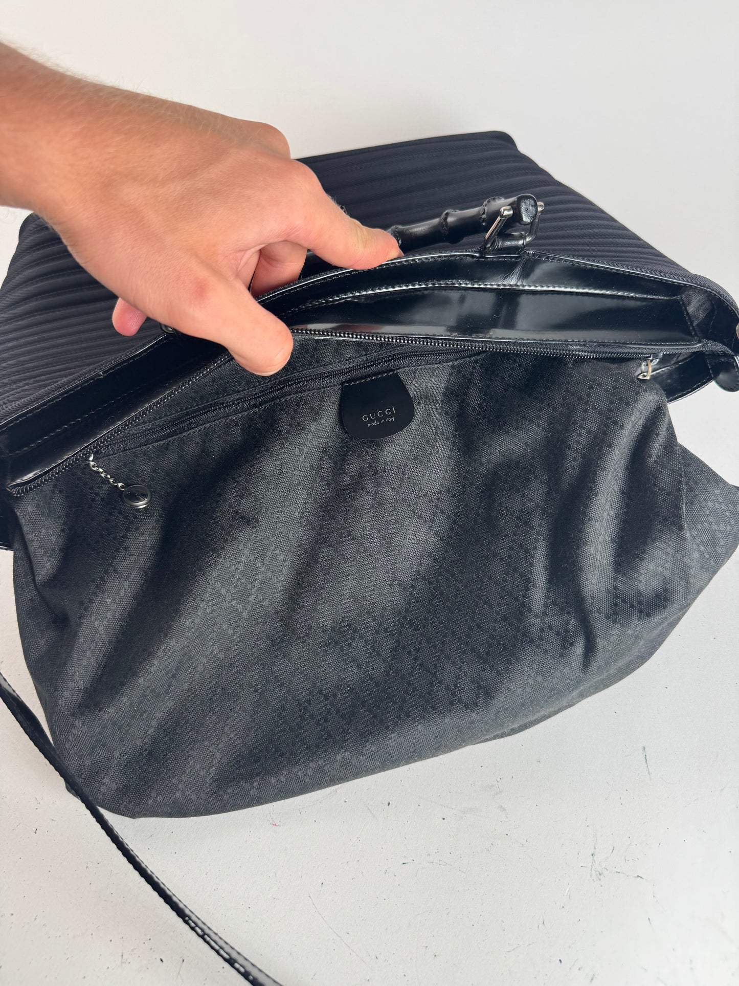 Vintage Gucci 2 Way Bamboo Bag black